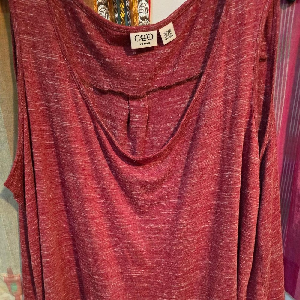 Cato Woman Sleeveless Tank Top Heathered Red Slub Knit Scoop Neck Plus 26/28W